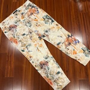 Peruvian Connection Floral Pants Isola Trouser Cream Beige Garden Pattern Sz 14